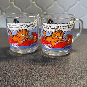 Vintage McDonalds Garfield Glass Mugs